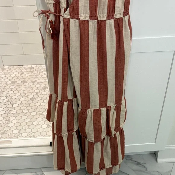 Knox Rose Rust and Cream Striped Maxi Dress - Picture 4 of 5
